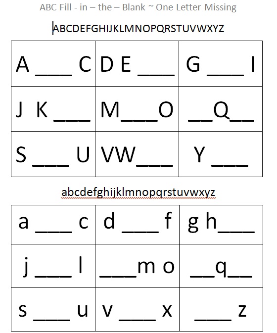 Fill In The Blank Abc Chart