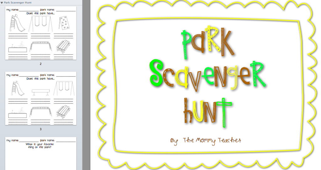 Park Scavenger Hunt Printable