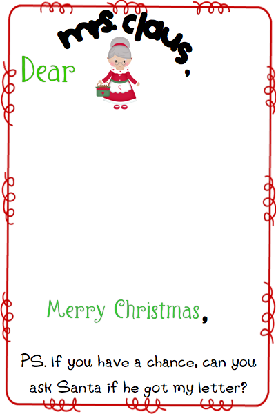 Your child can write a letter or draw a picture for the Mrs. too!